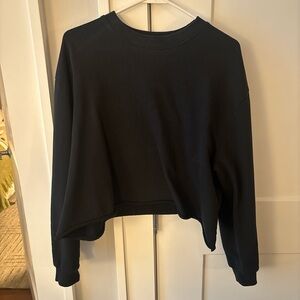 Topshop Black Cropped Crew Sweatshirt